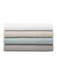 Amalia Home Collection Stonewashed Linen Flat Sheet, Queen, Blue