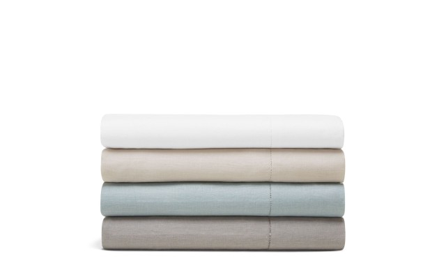  Stonewashed Linen Flat Sheet, Queen, Blue