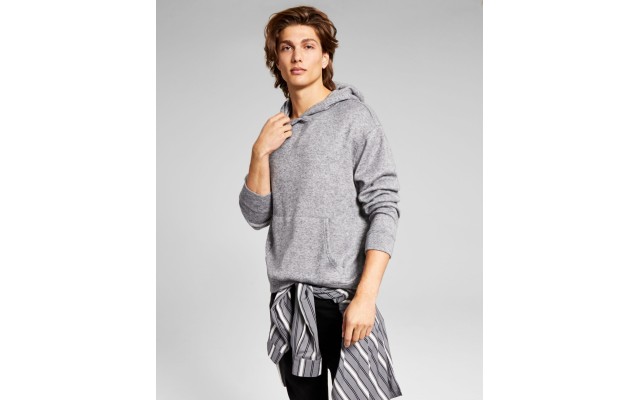  Men’s Cozy Fleece Hoodie, Gray, Large