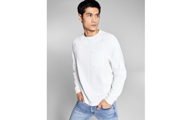  Men’s Solid Fleece Sweatshirts, Off-White, Medium
