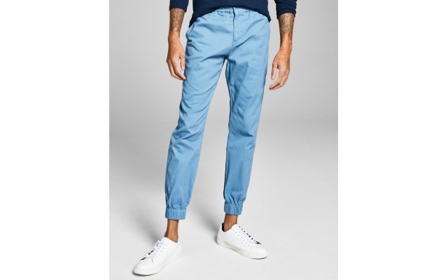  Mens Button-Front Jogger Pants, Blue, X-Large