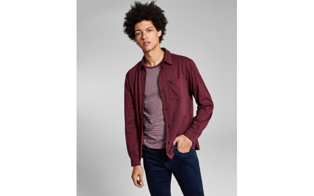  Men’s Regular-Fit Solid Knit Shirts, Red, Small