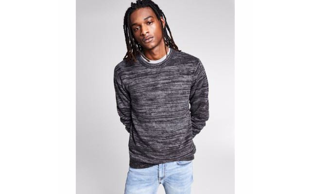  Mens Regular-Fit Marled Brushed Sweaters, Black, XX-Large