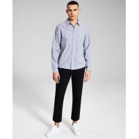 And Now This Men’s Striped Oxford Shirt, Gray, XL