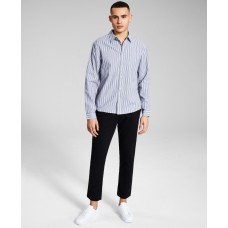And Now This Men’s Striped Oxford Shirt, Gray, XL