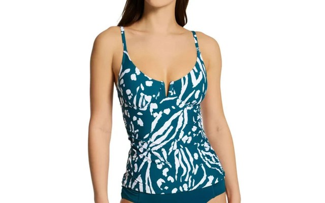  Women’s Jungle Fever V-Wire Tankini Swim Top, 34DD/36D