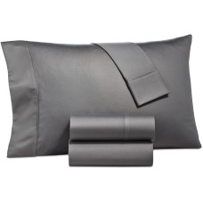 AQ Textiles Camden Sateen 1250 Thread Count 4 Pieces Sheet Set, Queen, Gray