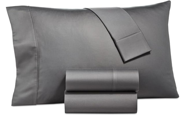  Camden Sateen 1250 Thread Count 4 Pieces Sheet Set, Queen, Gray
