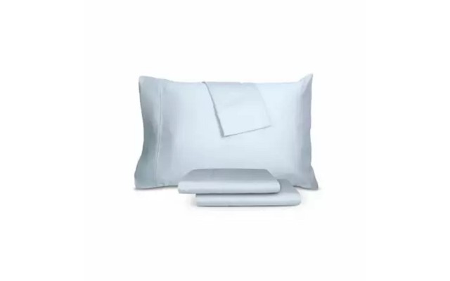  Thread Count 400 Cotton Sheet Set, King, Light Blue