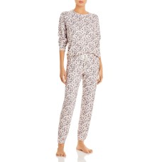 Aqua Print Pajama Set, Blush Leopard, Small