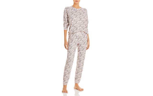  Print Pajama Set, Blush Leopard, Small