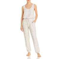 Aqua Womens Animal Print Drawstring Jumpsuit, Stone Leopard, X-Large