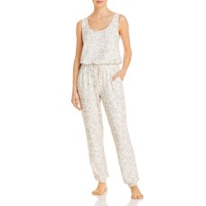 Aqua Womens Animal Print Drawstring Jumpsuit, Stone Leopard, X-Large