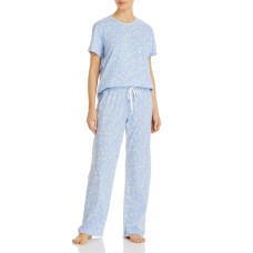 Aqua Women’s Floral Print Pajama Set, Light Blue, Large