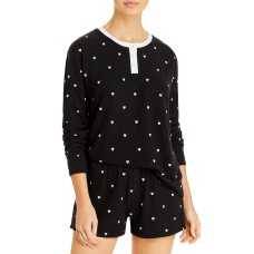 Aqua Women's Heart Print Long Sleeve And Short Pajama Sets