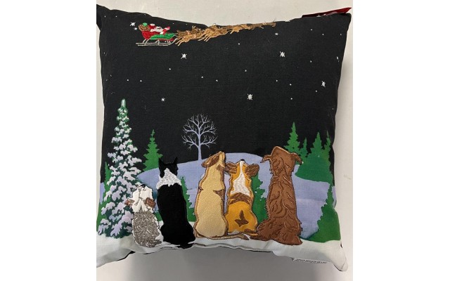  Xmas Night Decorative Pillow, Black