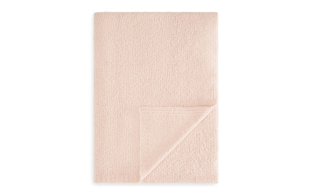  Felice Boucle Acrylic Wool Cashmere Blend Throw Blankets, Pink