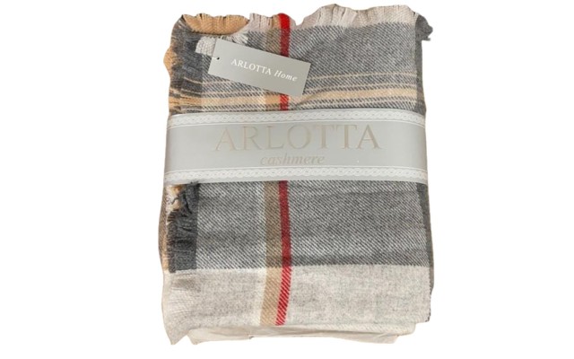  Home 72″ x 51″ Cashmere Plaid Throw Blanket, Grey