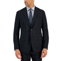 Armani Exchange Men’s Slim-Fit Black Windowpane Wool Suit Jacket, Black, 40S