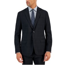 Armani Exchange Men’s Slim-Fit Black Windowpane Wool Suit Jacket, Black, 40S