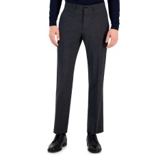 Armani Exchange Men’s Slim-Fit Charcoal Gray Windowpane Plaid Suit Pants, Charcoal, 32×32