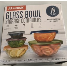 Art And Cook 10 Pc. Round Glass Storage Containers, Multi