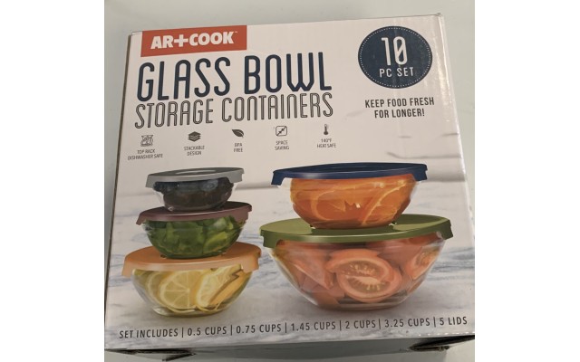  10 Pc. Round Glass Storage Containers, Multi