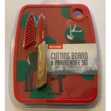Art and Cook 3 Piece Cutting Board and Paring Knife Set, Red
