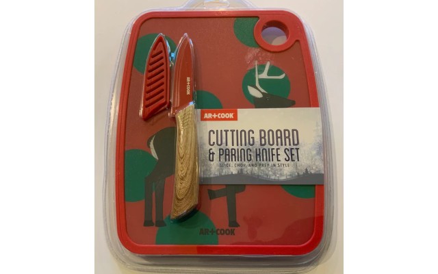  3 Piece Cutting Board and Paring Knife Set, Red