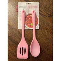 Art & Cook 2 Piece Silicone Soup Ladle & Pasta Serving Set Pink Cookings