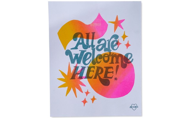 Ash + Chess Risograph Print, Blue/Pink, 8″ x 10″