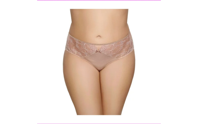  Women S Plus Lace Trim Full Briefs Panties, 2X/Cappucino