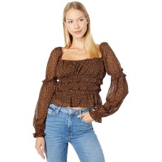 Astr the Label Womens Fairfield Printed Square-Neck Tops