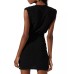  Women’s Lunette Glitter Twist-Front Bodycon Mini Dress, Black, Medium