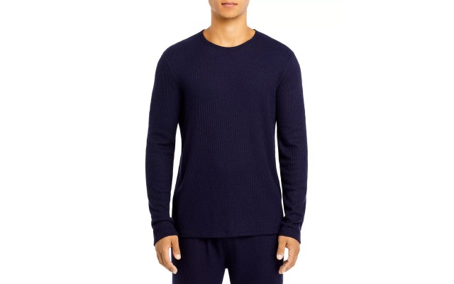  Mens Thermal Knit T-Shirt, Large, Navy