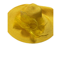 August Hat Company Fine Millinery Wide Brim Adjustable Organza Bow, Yellow