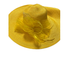 August Hat Company Fine Millinery Wide Brim Adjustable Organza Bow, Yellow