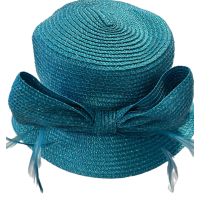 August Hat Company Metallic Bow Cloche Hat, Turquoise