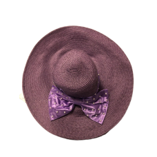 August Hat Company Pearl Big Bow Widebrim Hat, Purple
