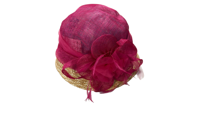  Wheat Straw Brim Hat, Pink