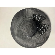 August Hat Company, Wide Brim Elegant Bow Hat, Black