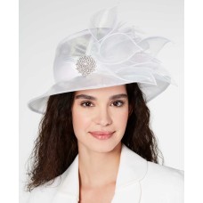 August Hat Metallic Organza Cloche (Natural, 22-2/5″)