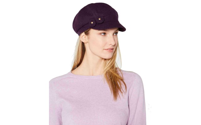  Studded Flower Cabbie Hat (Purple, One Size)