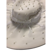 August Hat White Pearl Widebrim Hat Church Derby Ornate One Size