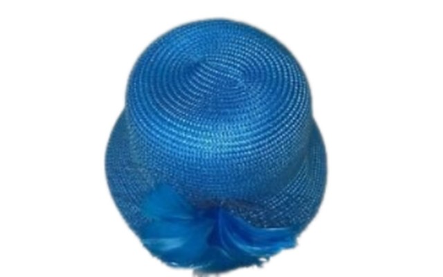 August Hats Feather Flower & Netting Cloche, Blue