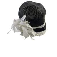 August Hats Hibiscus Cloche Hat, Black/White, One Size