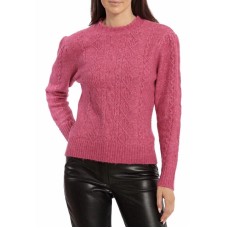 Avec Les Filles Women’s Cable-Knit Pullover Sweater, Fuschia, Medium