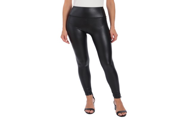  Women’s Faux-Leather Leggings, Black, XS