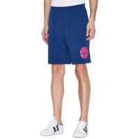 AX Armani Exchange Men’s Fleece Circle Neon Logo Jogger Shorts, Blue, Medium