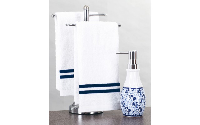  & Co Bathroom 3 PC Set, White/Floral Blue